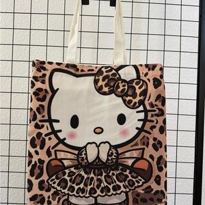 Hello Kitty Leopard Print Canvas Tote Bag